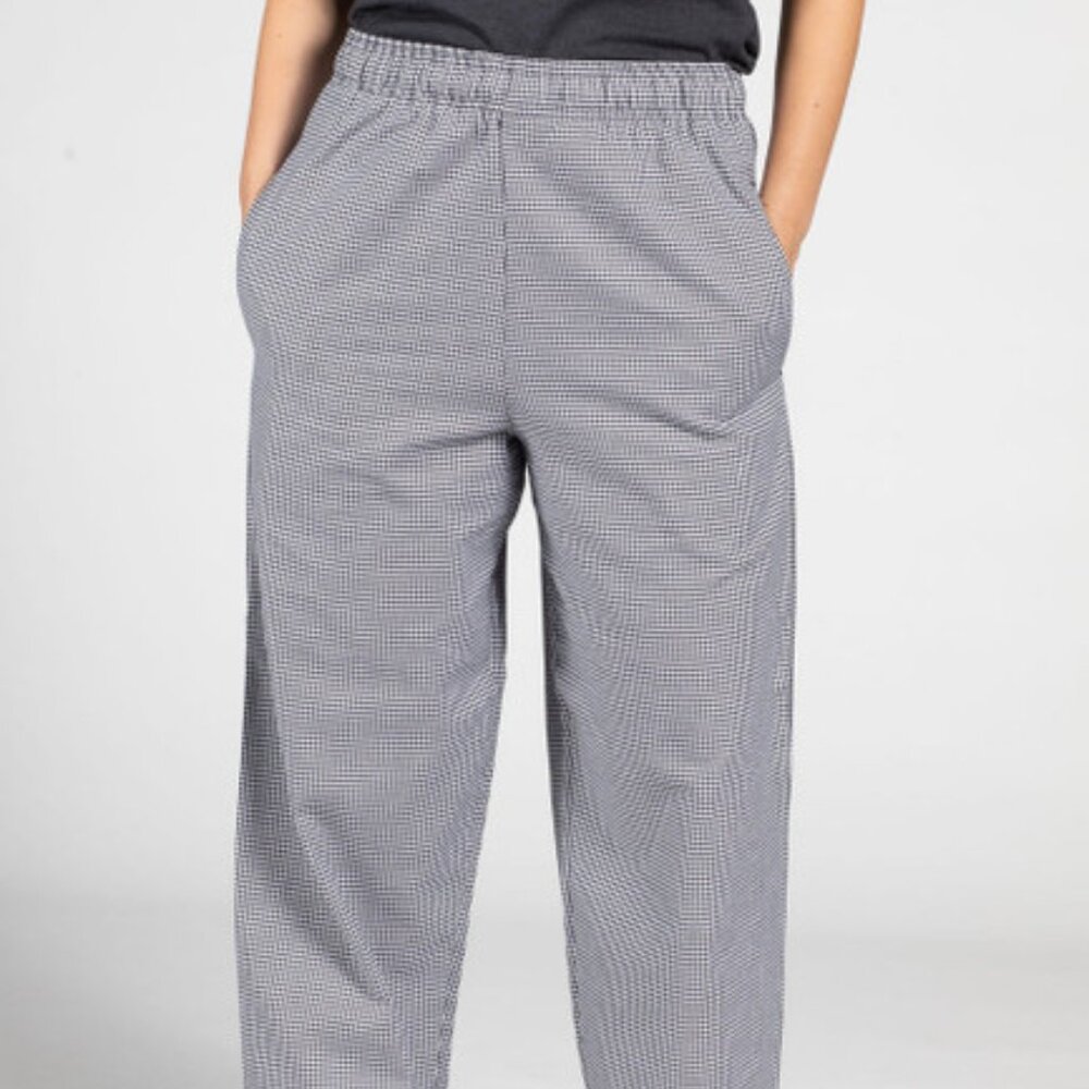 Chefs Pants checked elastic Drawstring waist size S
